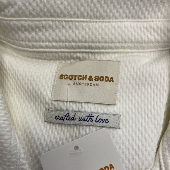 NEW Scotch & Soda Men's XXL White Textured Short Sleeve Button Up Shirt - Picture 5 of 9